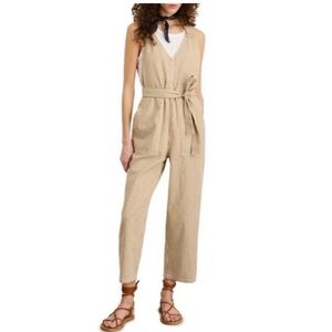 Alex Mill Ollie Brown & White Striped Women’s Overalls with Belt NWT